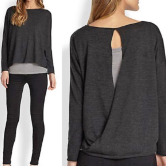 EILEEN FISHER Charcoal Fine Merino Jersey Keyhole Back Box Sweater Size XS - Picture 2 of 14